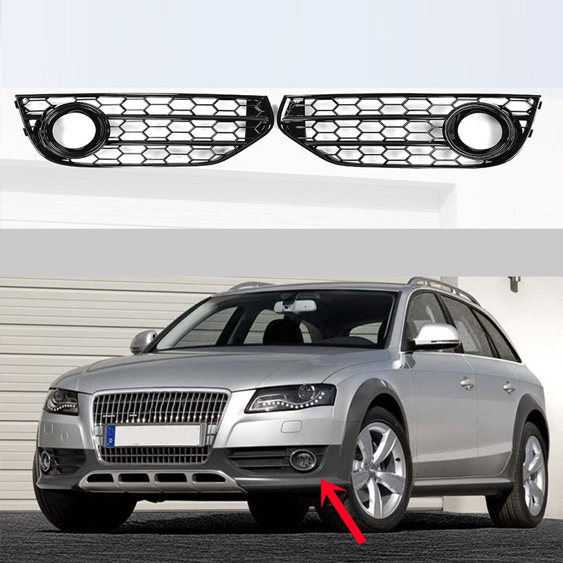 2008-2012 For Audi A4 S4 B8 Front Bumper Down Grille Honeycomb Style Allroad Fog Light Grilles
