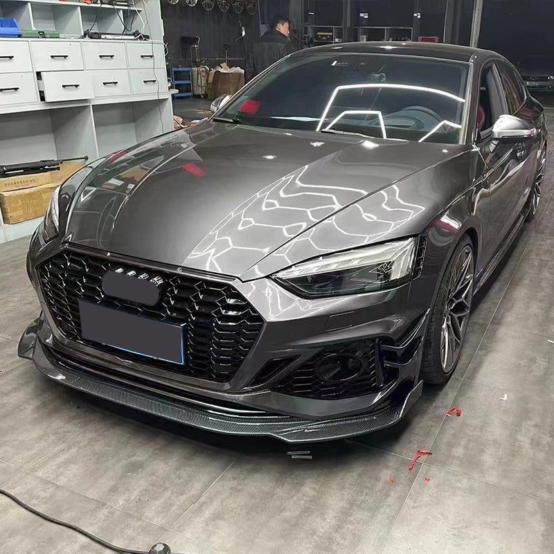 2017-2019 For A5/S5 B9 Upgrade To B9.5 Style Body Kits With ACC Fog Light Grille Honeycomb Grille Front Lip Splitter | RS5 Bumper