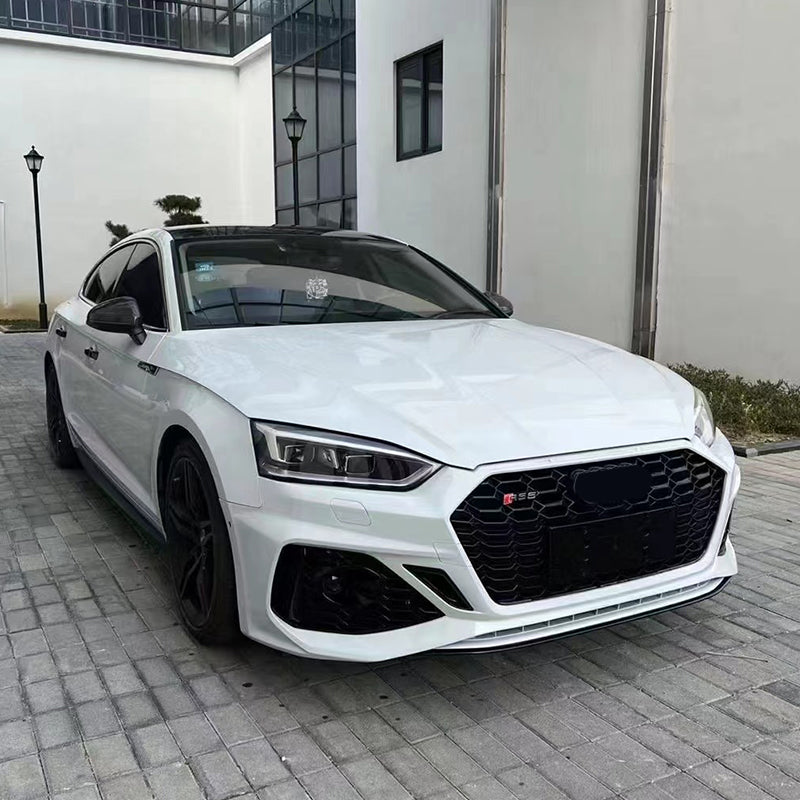 2017-2019 For A5/S5 B9 Upgrade To B9.5 Style Body Kits With ACC Fog Light Grille Honeycomb Grille Front Lip Splitter | RS5 Bumper