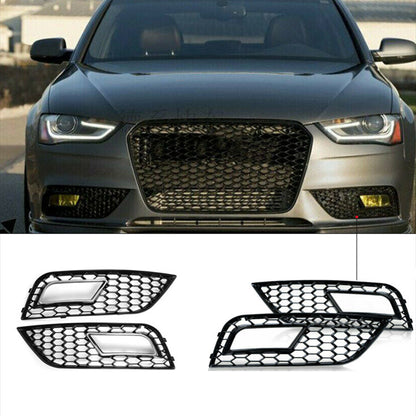 2013-2016 For Audi A4 S4 B8.5 Front Bumper Down Grille Honeycomb Style Non S line Fog Light Grilles