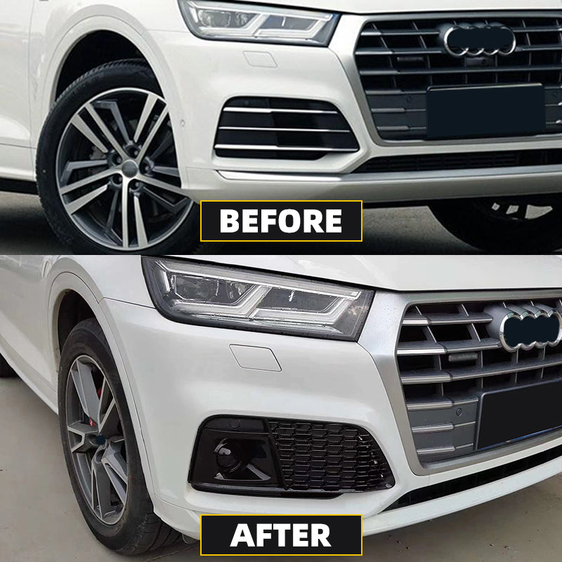 2019-2021 For Audi Q5 SQ5 B9 Front Bumper Down Grille Honeycomb Style Non S Line Fog Light Grilles
