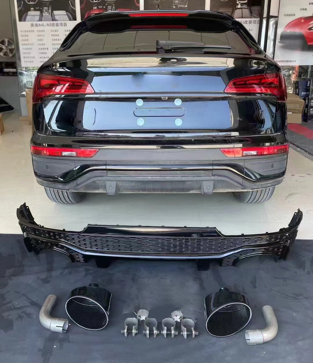 2019-2025 For Audi Q5 SQ5 B9 B9.5 To RSQ8 Style Rear Diffuser With Tailpipe