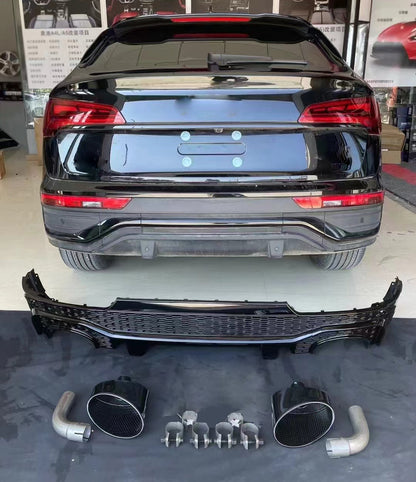 2019-2025 For Audi Q5 SQ5 B9 B9.5 To RSQ8 Style Rear Diffuser With Tailpipe