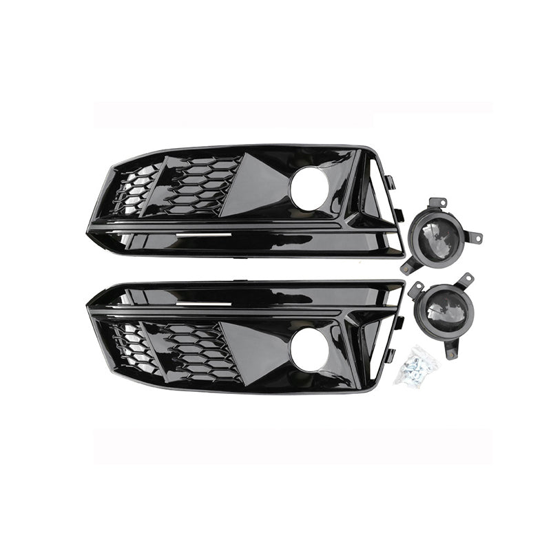 2017-2019 For Audi A4 S4 B9 Front Bumper Down Grille Honeycomb Style S line Fog Light Grilles
