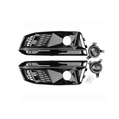 2017-2019 For Audi A4 S4 B9 Front Bumper Down Grille Honeycomb Style S line Fog Light Grilles