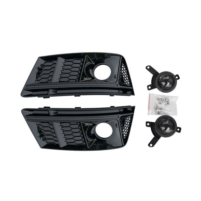 2017-2019 For Audi A4 S4 B9 Front Bumper Down Grille Honeycomb Style Non S line Fog Light Grilles
