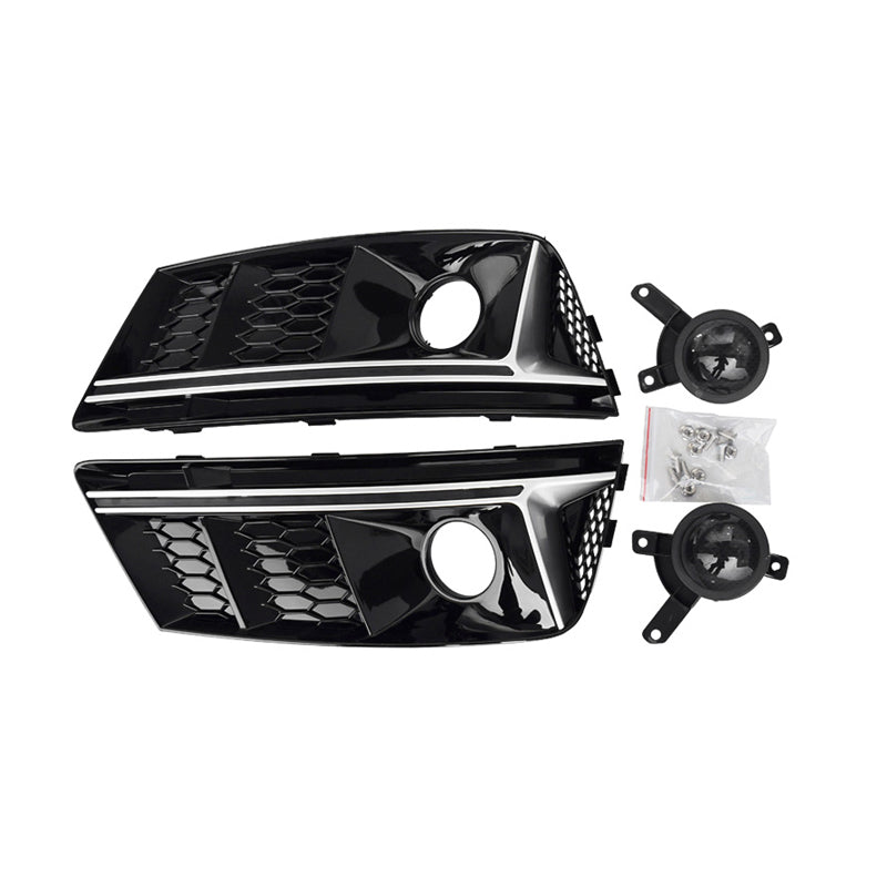 2017-2019 For Audi A4 S4 B9 Front Bumper Down Grille Honeycomb Style Non S line Fog Light Grilles