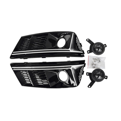 2017-2019 For Audi A4 S4 B9 Front Bumper Down Grille Honeycomb Style Non S line Fog Light Grilles