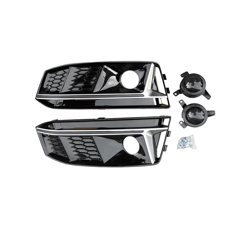 2017-2019 For Audi A4 S4 B9 Front Bumper Down Grille Honeycomb Style S line Fog Light Grilles