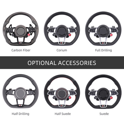 Carbon Fiber Audi R8 Style Steering Wheel Corium For Audi All Series A3 A4 A5 A6 A7 A8 Q2 Q3 Q5 Q7 Q8