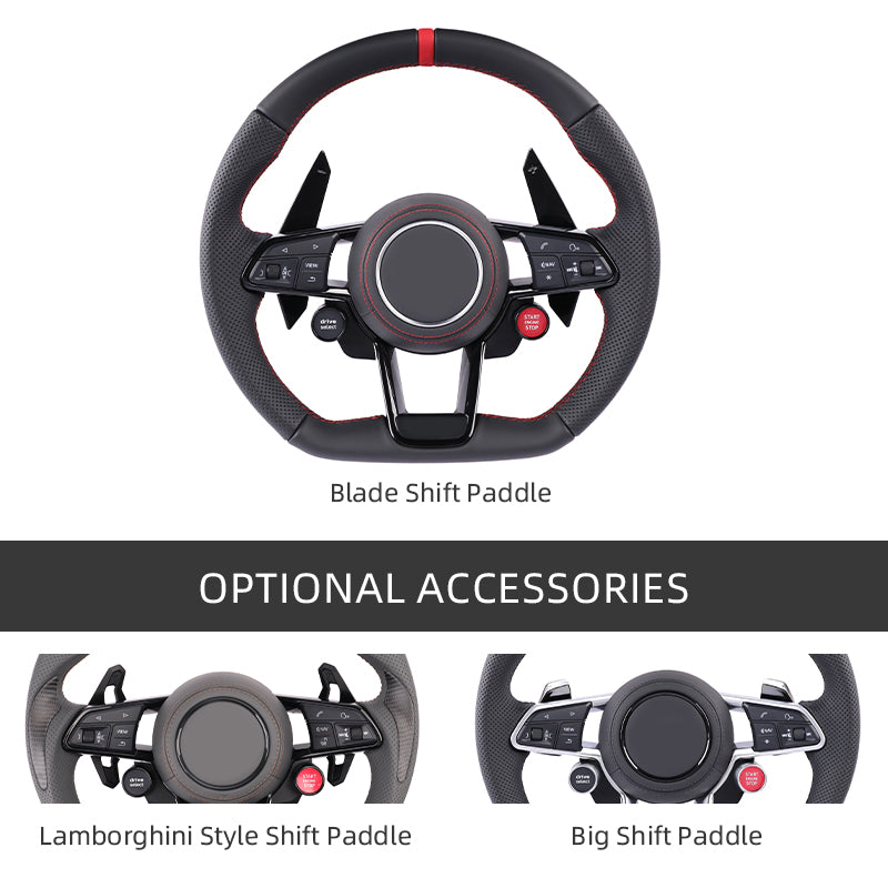 Carbon Fiber Audi R8 Style Steering Wheel Corium For Audi All Series A3 A4 A5 A6 A7 A8 Q2 Q3 Q5 Q7 Q8