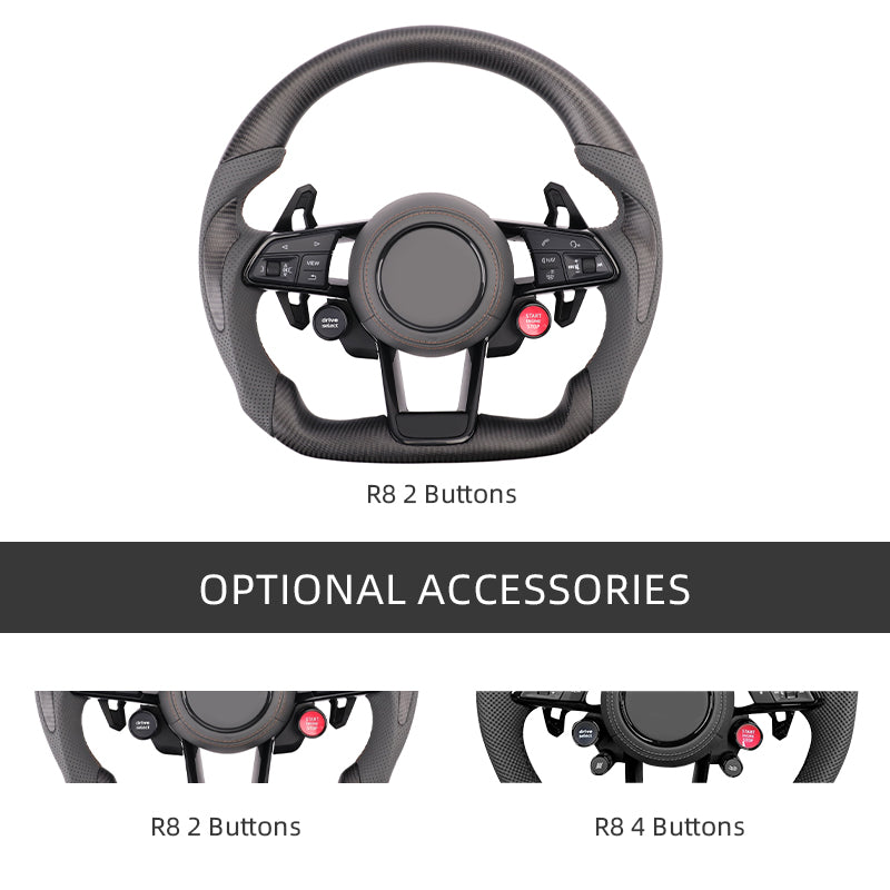 Carbon Fiber Audi R8 Style Steering Wheel Corium For Audi All Series A3 A4 A5 A6 A7 A8 Q2 Q3 Q5 Q7 Q8