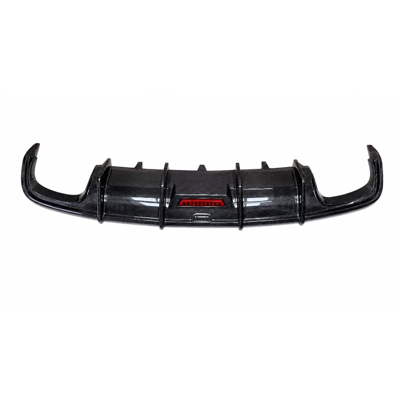 2016-2018 Audi A6 S6 C7.5 carbon fiber rear diffuser with tailpipe - product shot on white background